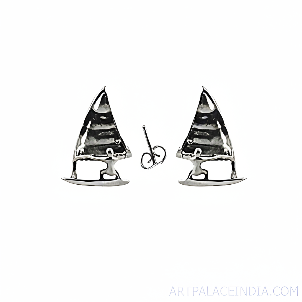 Silver sailboat stud earrings for women | fashion jewelry
