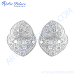 Load image into Gallery viewer, Silver stud earrings with sparkling crystals for women, a beautiful and elegant accessory