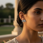 将图像加载到图库查看器中, Silver Heart Stud Earrings for Women | Crystal Embellished
