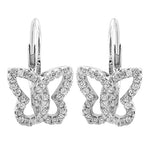 将图像加载到图库查看器中, Silver Butterfly Earrings with Diamonds | Women's Jewelry Gift