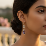 Load image into Gallery viewer, 925 Silver Amethyst & Pearl Drop Earrings for Women | Gift