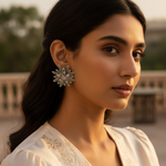 Load image into Gallery viewer, Silver Flower Stud Earrings | Women's Floral Jewelry