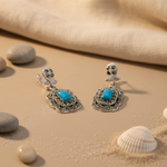 Load image into Gallery viewer, 925 Silver Marcasite Turquoise Earrings for Women | Gift Jewelry