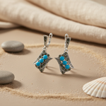 Load image into Gallery viewer, 925 Silver Marcasite Turquoise Earrings for Women | Gift