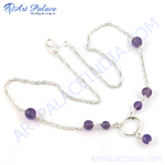 Load image into Gallery viewer, 925 sterling silver beaded necklace with purple amethyst gemstones, for women