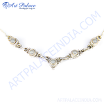 Load image into Gallery viewer, 925 sterling silver moonstone necklace with delicate gemstone detail on white background.