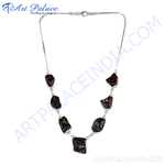 Load image into Gallery viewer, Silver necklace with dark, irregular black pearls. Elegant gemstone pendant necklace for women.