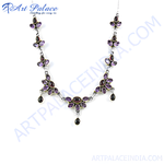 Load image into Gallery viewer, Sterling silver necklace with amethyst gemstones. A beautiful purple stone necklace for women.