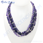 Load image into Gallery viewer, Multi-strand necklace featuring vibrant purple gemstones, perfect for any occasion.