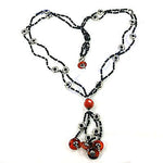 Load image into Gallery viewer, Black Beaded Necklace with Red Gemstones | Women's Fashion Jewelry