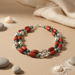 Load image into Gallery viewer, Coral & Turquoise Bead Necklace | 925 Silver | Women's Gift