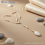 Load image into Gallery viewer, Pearl Lariat Necklace in Silver Tone for Women | Elegant Jewelry