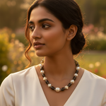 Load image into Gallery viewer, Smoky Quartz Bead Necklace | Pearl & Silver Necklace for Women