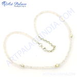 Load image into Gallery viewer, Clear crystal bead necklace with 925 silver chain and metallic accents against a white background.
