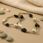 Load image into Gallery viewer, Beaded Gemstone Necklace | Onyx and Pearl Necklace for Women