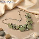 Load image into Gallery viewer, Silver Statement Necklace with Green Gemstones | Women's Jewelry