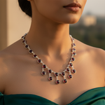 将图像加载到图库查看器中, 925 Silver Garnet Gemstone Necklace for Women | Statement Jewelry