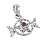 Load image into Gallery viewer, 925 Silver Fish Pendant with Amethyst Stone | Women's Jewelry