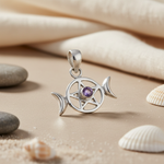Load image into Gallery viewer, 925 Silver Fish Pendant with Amethyst Stone | Women's Jewelry
