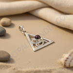 Load image into Gallery viewer, 925 Silver Triangle Pendant with Gemstone | Unique Jewelry Gift