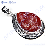 Load image into Gallery viewer, 925 sterling silver teardrop pendant with a vibrant red and white agate gemstone, ideal for gifting