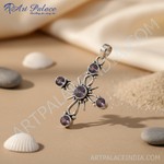 Load image into Gallery viewer, 925 Silver Amethyst Cross Pendant for Women | Gemstone Jewelry