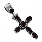 将图像加载到图库查看器中, 925 Silver Garnet Cross Pendant Necklace for Women | Gift Jewelry