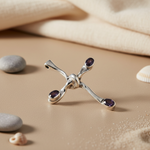 Load image into Gallery viewer, Silver Cross Pendant with Amethyst Gemstones | Women's Jewelry