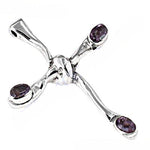 Load image into Gallery viewer, Silver Cross Pendant with Amethyst Gemstones | Women's Jewelry