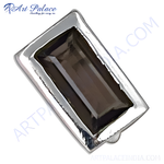 Load image into Gallery viewer, Sterling silver ring with a rectangular smoky quartz stone. Brown gemstone ring for women.