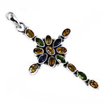 将图像加载到图库查看器中, 925 Silver Cross Pendant with Gemstones for Women | Gift