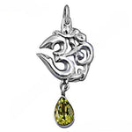 将图像加载到图库查看器中, 925 Silver Om Pendant with Peridot Gemstone | Spiritual Jewelry