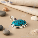 Load image into Gallery viewer, 925 Silver Turquoise Stone Pendant | Women's Gemstone Jewelry