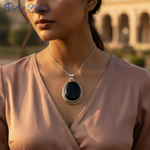 Load image into Gallery viewer, 925 Silver Black Onyx Oval Pendant for Women | Gemstone Jewelry