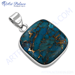 Load image into Gallery viewer, 925 Silver Turquoise Pendant | Square Gemstone Pendant for Women