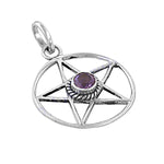 Load image into Gallery viewer, 925 Silver Pentagram Pendant with Amethyst Stone | Wiccan Jewelry