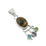 Load image into Gallery viewer, 925 Sterling Silver Tiger Eye Gemstone Pendant Necklace for Women