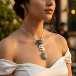 Load image into Gallery viewer, 925 Silver Unakite & Grey Agate Pendant Necklace for Women