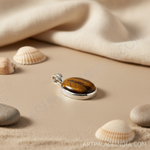 Load image into Gallery viewer, Tiger Eye Stone Oval Pendant | 925 Sterling Silver Pendant for Women