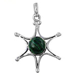将图像加载到图库查看器中, 925 Sterling Silver Malachite Pendant | Starburst Design | Gift