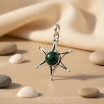 将图像加载到图库查看器中, 925 Sterling Silver Malachite Pendant | Starburst Design | Gift