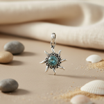 将图像加载到图库查看器中, 925 Silver Sunburst Pendant | Blue Gemstone for Women