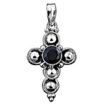 将图像加载到图库查看器中, 925 Silver Black Stone Cross Pendant | Religious Jewelry Gift