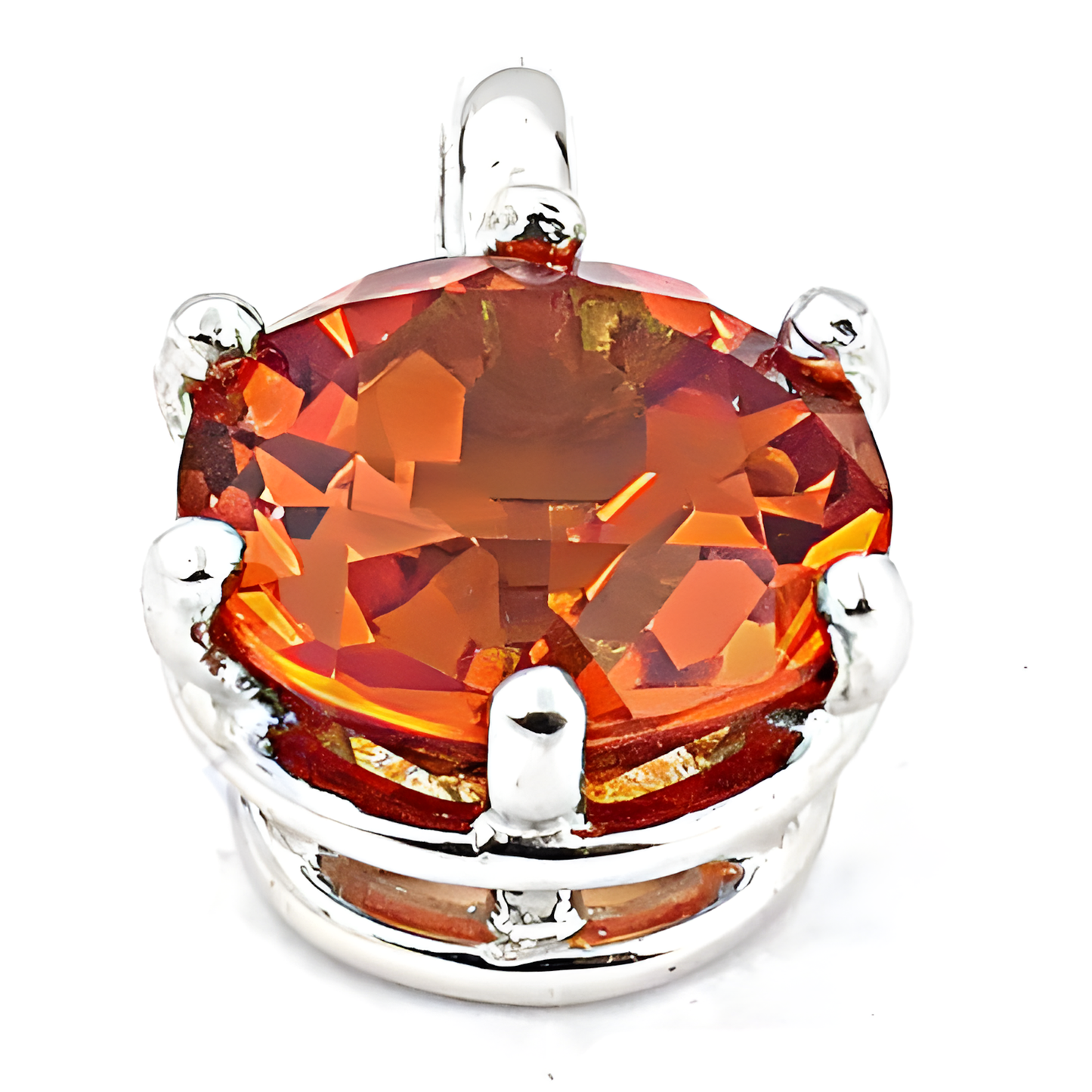 Impressive Hot Red Glass Silver Pendant, Cubic Zirconia Pendant Jewelry