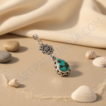 Load image into Gallery viewer, 925 Silver Turquoise Teardrop Pendant for Women | Gemstone Jewelry