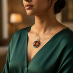 将图像加载到图库查看器中, 925 Silver Amber Pendant for Women | Gemstone Jewelry