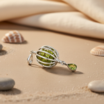 Load image into Gallery viewer, 925 Silver Peridot Cage Pendant Necklace | Green Stone Jewelry