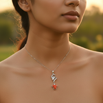 将图像加载到图库查看器中, Silver Coral Pendant Necklace for Women | Gemstone Jewelry Gift