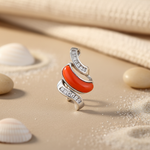 Load image into Gallery viewer, 925 Silver & Orange Enamel Pendant | Baguette Cut CZs | For Women