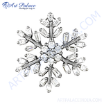Load image into Gallery viewer, Silver snowflake pendant with sparkling crystals on a white background, perfect for a winter theme